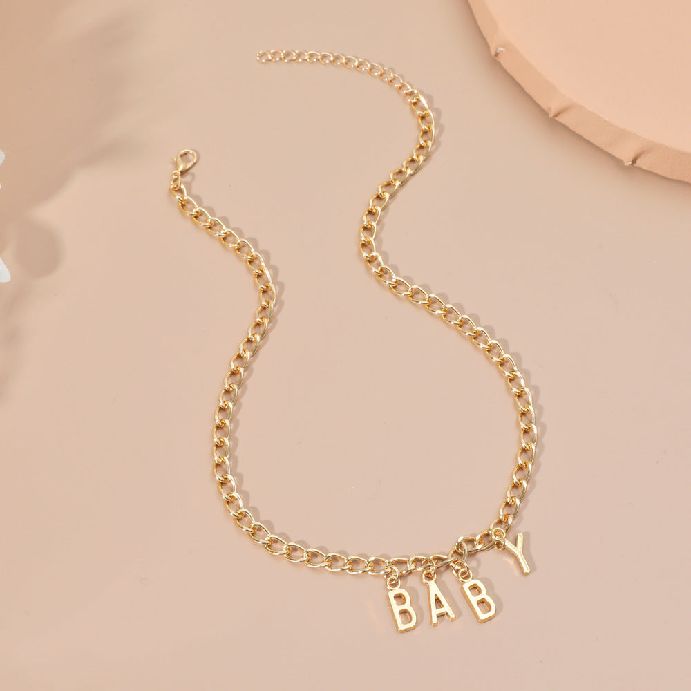 diy simple handmade alloy English word letter necklace hip-hop couple pendant short chain men and women