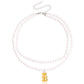 Jewelry ins double baroque imitation pearl color bear pendant necklace female choker