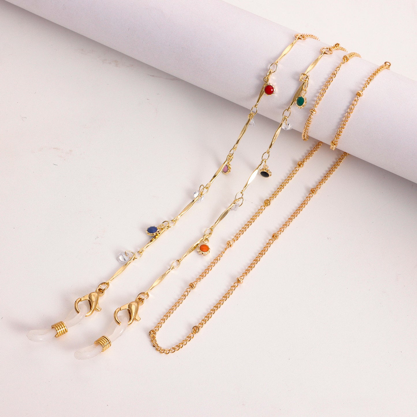 Glasses Jewelry Drip Oil Color Heart Geometric Flower Mask Accessories Glasses Chain Female