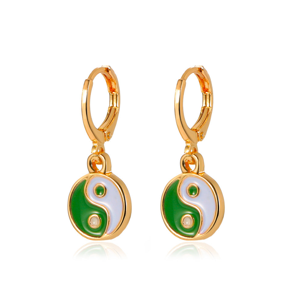 Gossip earrings ins same style metal yin and yang Tai Chi earrings round earrings earrings