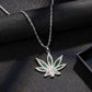 Trendy hip-hop rock diamond painting oil maple leaf necklace fashion light luxury unisex collarbone chain