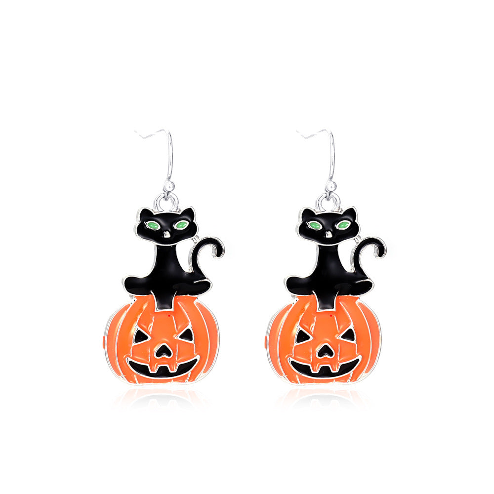 Exaggerated Spider Skull Earrings Halloween Gift Creative Funny Ghost Bat Earrings Earrings