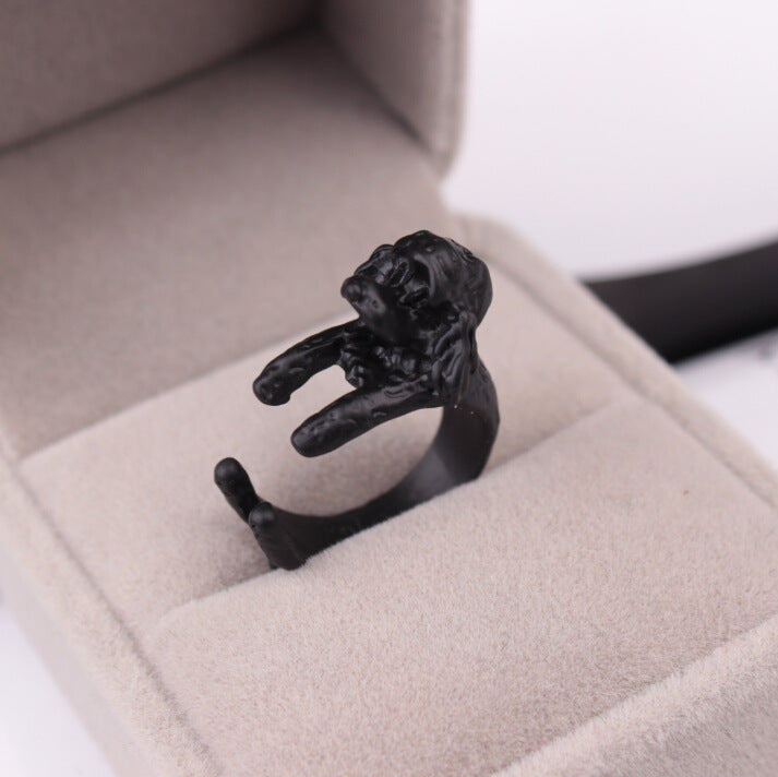 Cute Animal Open Ring Fashion Personality Exaggerated Puppy Cat Elephant Ring Creative Hand Jewelry