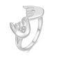 Creative golden zircon hand in hand ring fashion retro hook couple ring jewelry