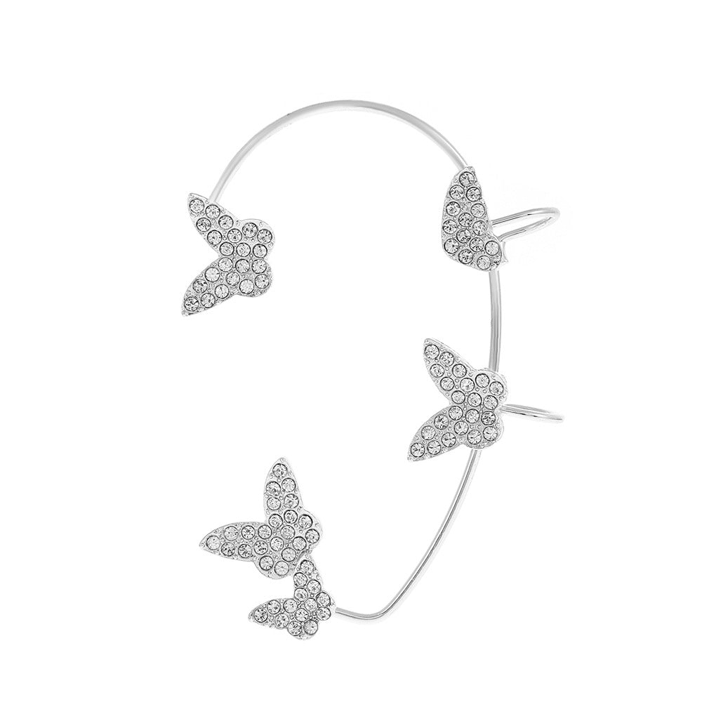 Ins diamond-studded butterfly ear hanger women without ear piercing butterfly ear bone clip fashion niche exaggerated wing ear clip