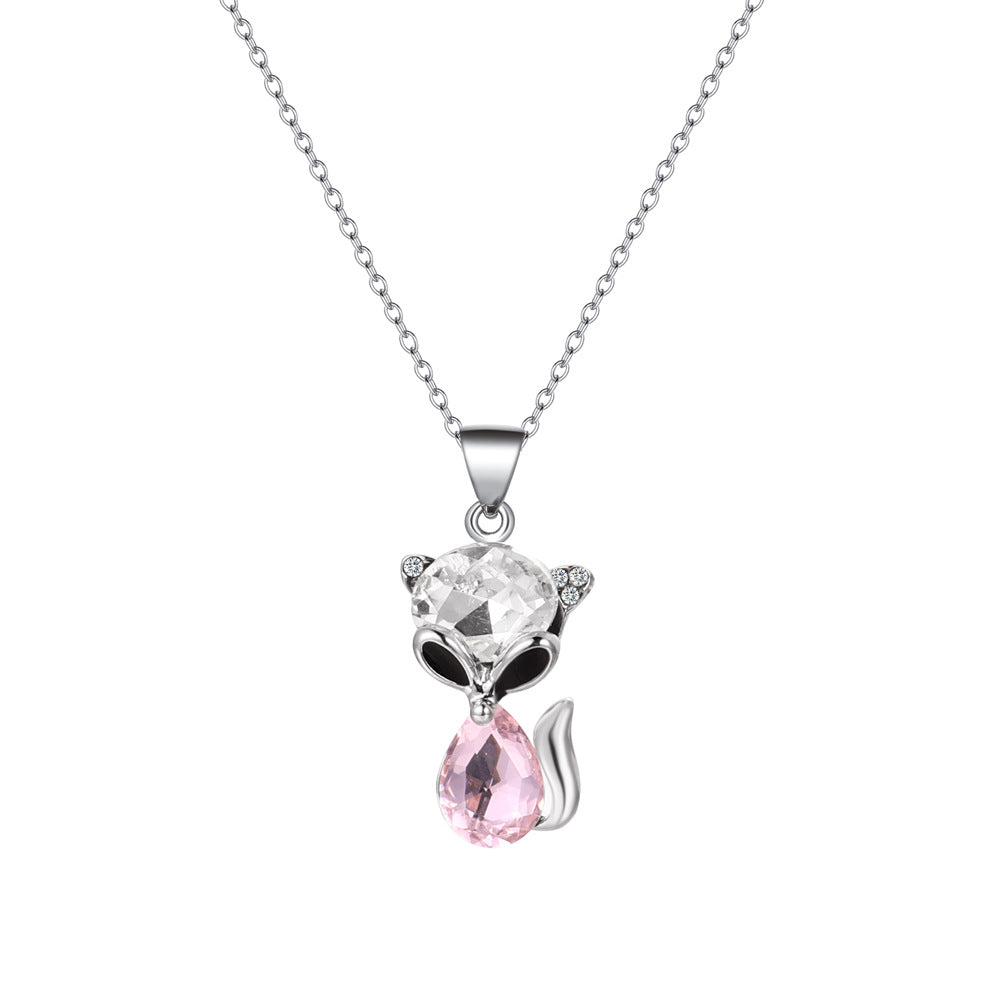 Simple and cold zircon pendant necklace fashion five-pointed star key cat clavicle chain niche design