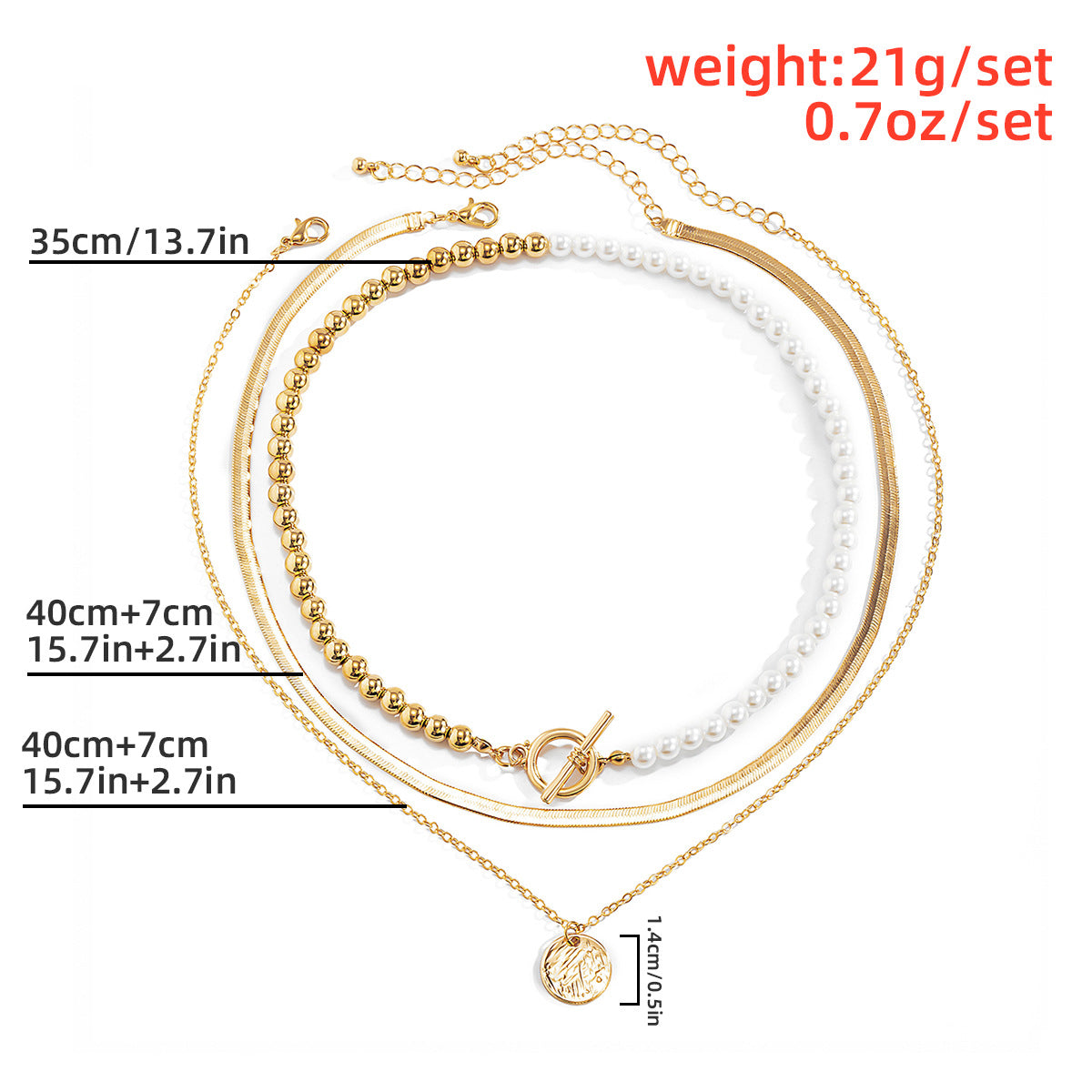 Jewelry Retro Simple Imitation Pearl Tag Necklace Hip Hop Trend Round Bead Snake Bone Chain Necklace