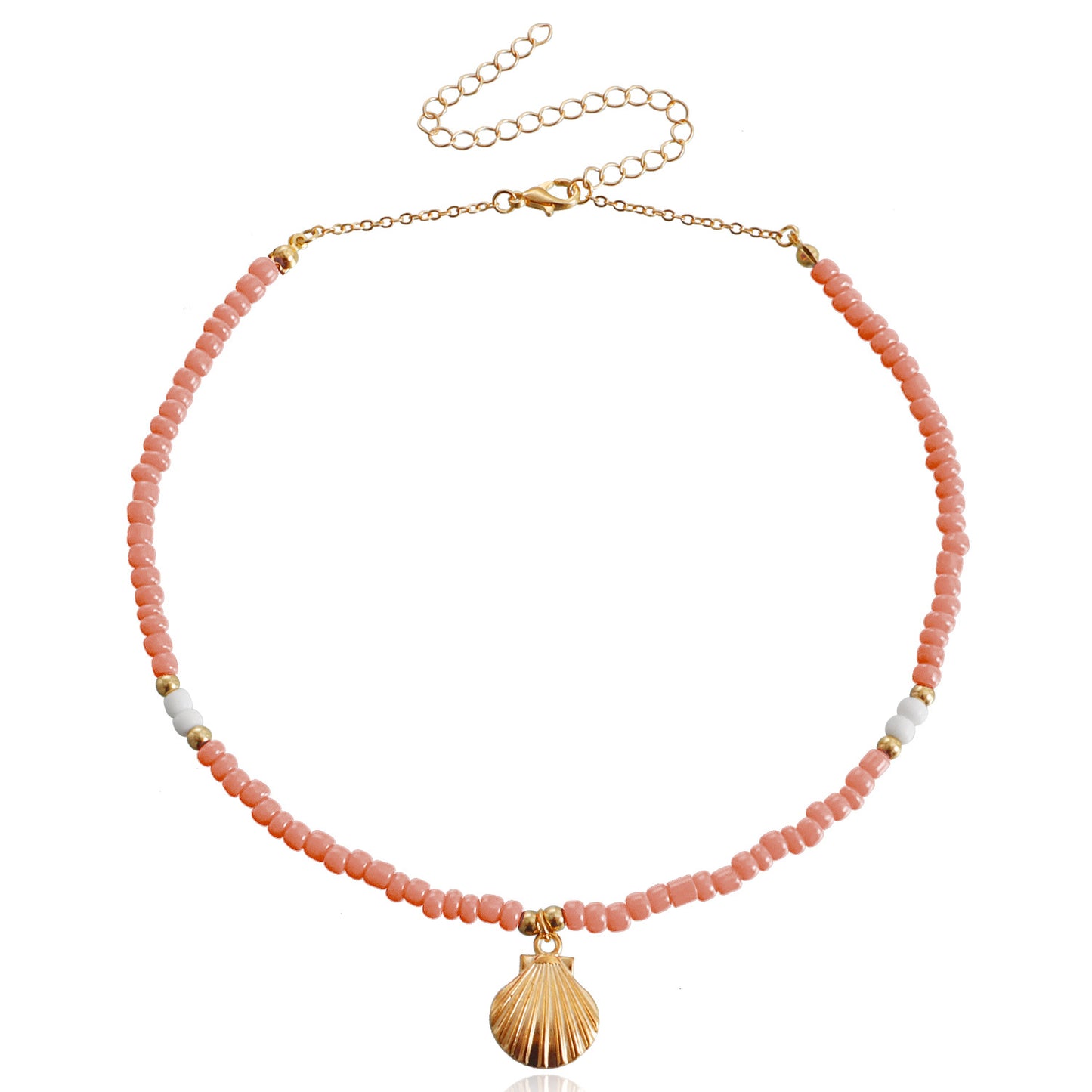 Jewelry Bohemian Color Large Rice Bead Necklace Beach Shell Scallop Pendant Necklace Female