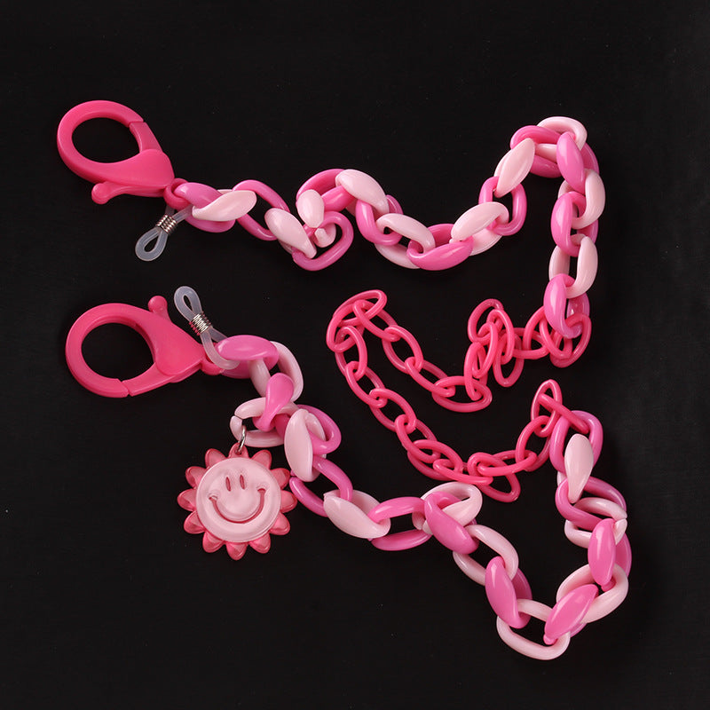 Candy Color Contrasting Color Acrylic Mask Chain Children's Anti-Le Sunflower Glasses Chain Anti-lost Rope