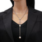 Fashion Pearl Long Pendant Necklace Ladies Punk OT Buckle Metal Chain Pearl Necklace