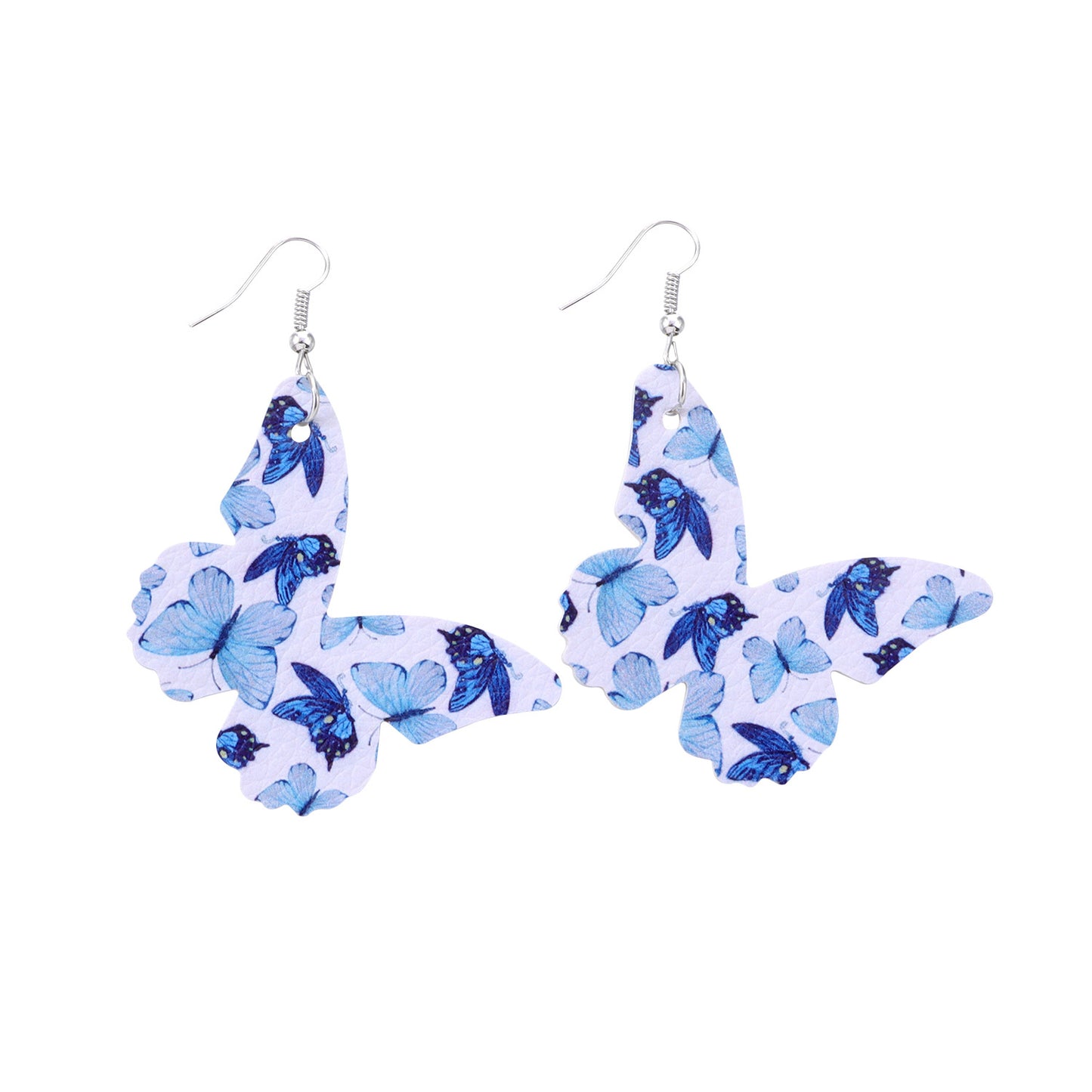 Jewelry double-sided printing butterfly leather earrings women's fashion ear hook combination earrings