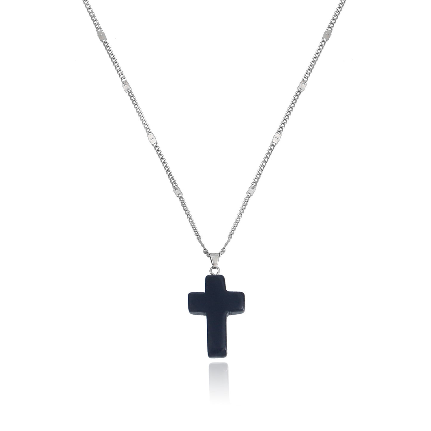 Jewelry simple small hole chain color cross pendant necklace female national trend necklace