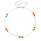 Jewelry bohemian short necklace choker adjustable colorful rice bead necklace