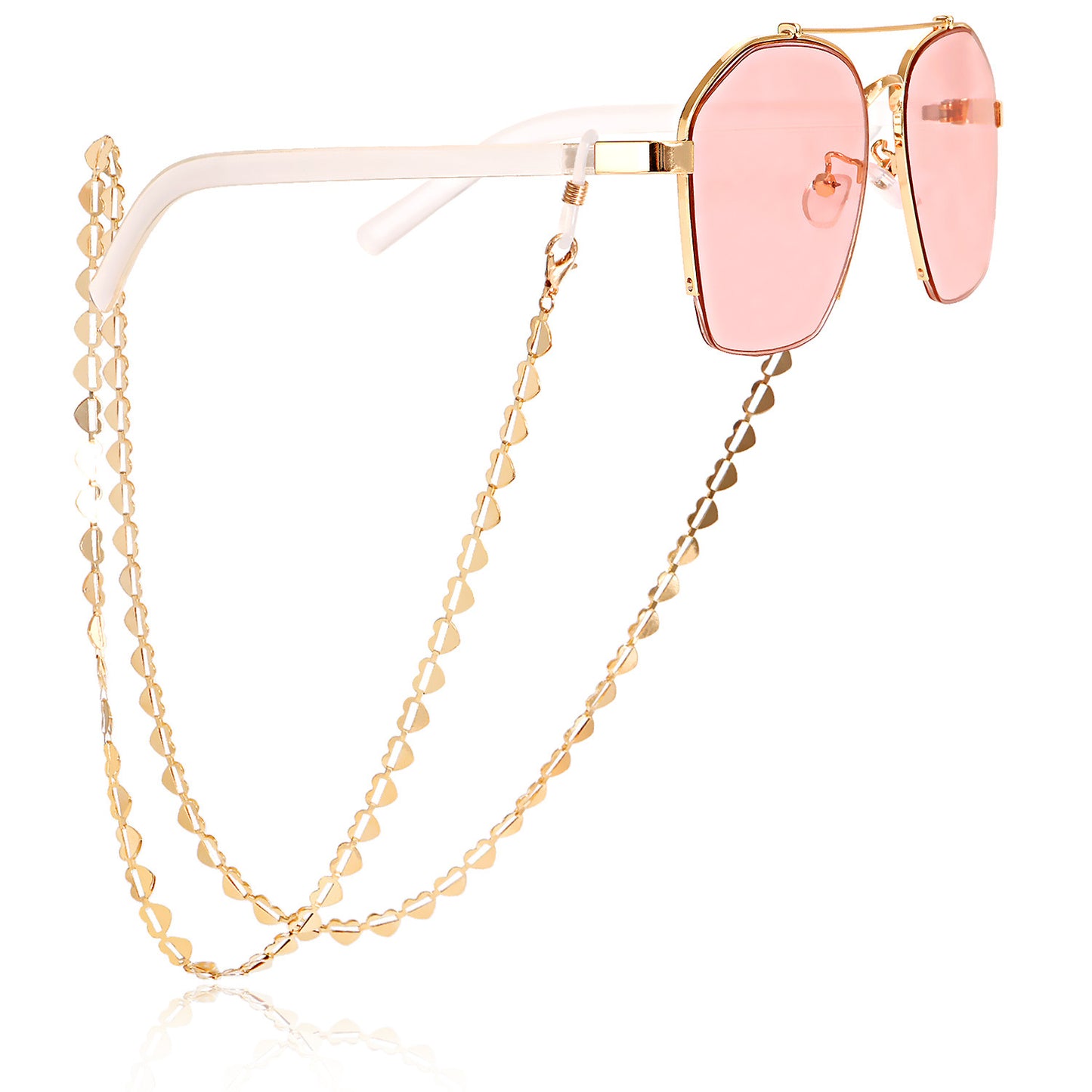 Mask hanging chain Glasses chain Pearl heart disc mask chain Peach heart metal glasses chain