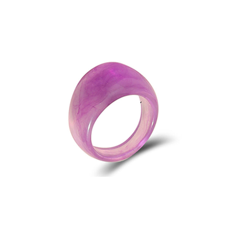 Creative color transparent acrylic ring ins personality simple round resin ring men and women the same style