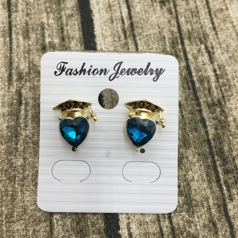Doctor's hat love crystal earrings graduation season commemorative ear ornaments fresh and lovely multi-color optional