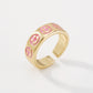 ZR15 Simple dripping oil opening ring temperament cute smiling face ring retro sweet fashion jewelry