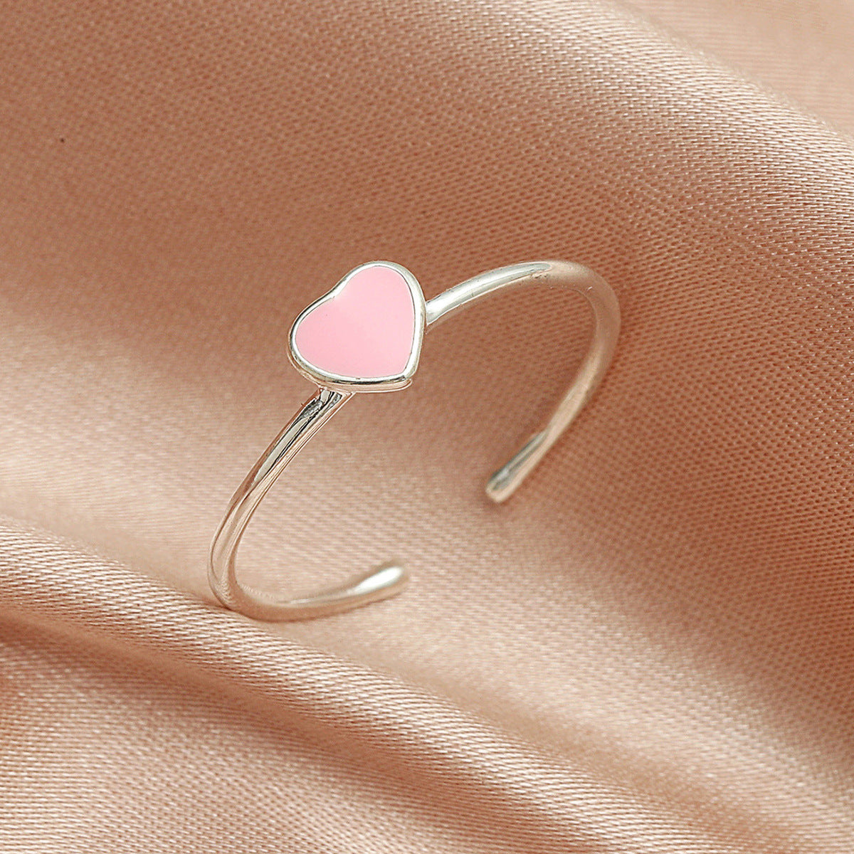 Fashion silver ring women's opening adjustable ring heart-shaped love red peach heart jewelry