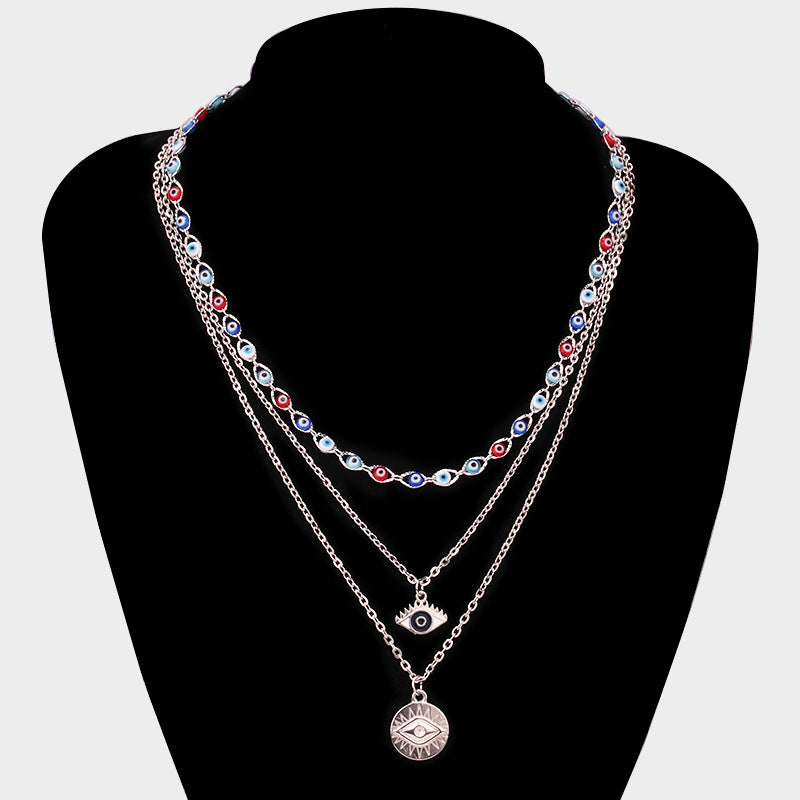 Jewelry fashion exaggerated trend eye necklace multi-layered with devil's eye pendant female necklace