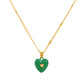 Fashion enamel dripping oil double love necklace French light luxury inlaid peach heart pendant clavicle chain simple necklace
