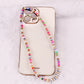 Simple Bohemian soft pottery peach heart mobile phone lanyard mixed color beads mobile phone chain female ornament