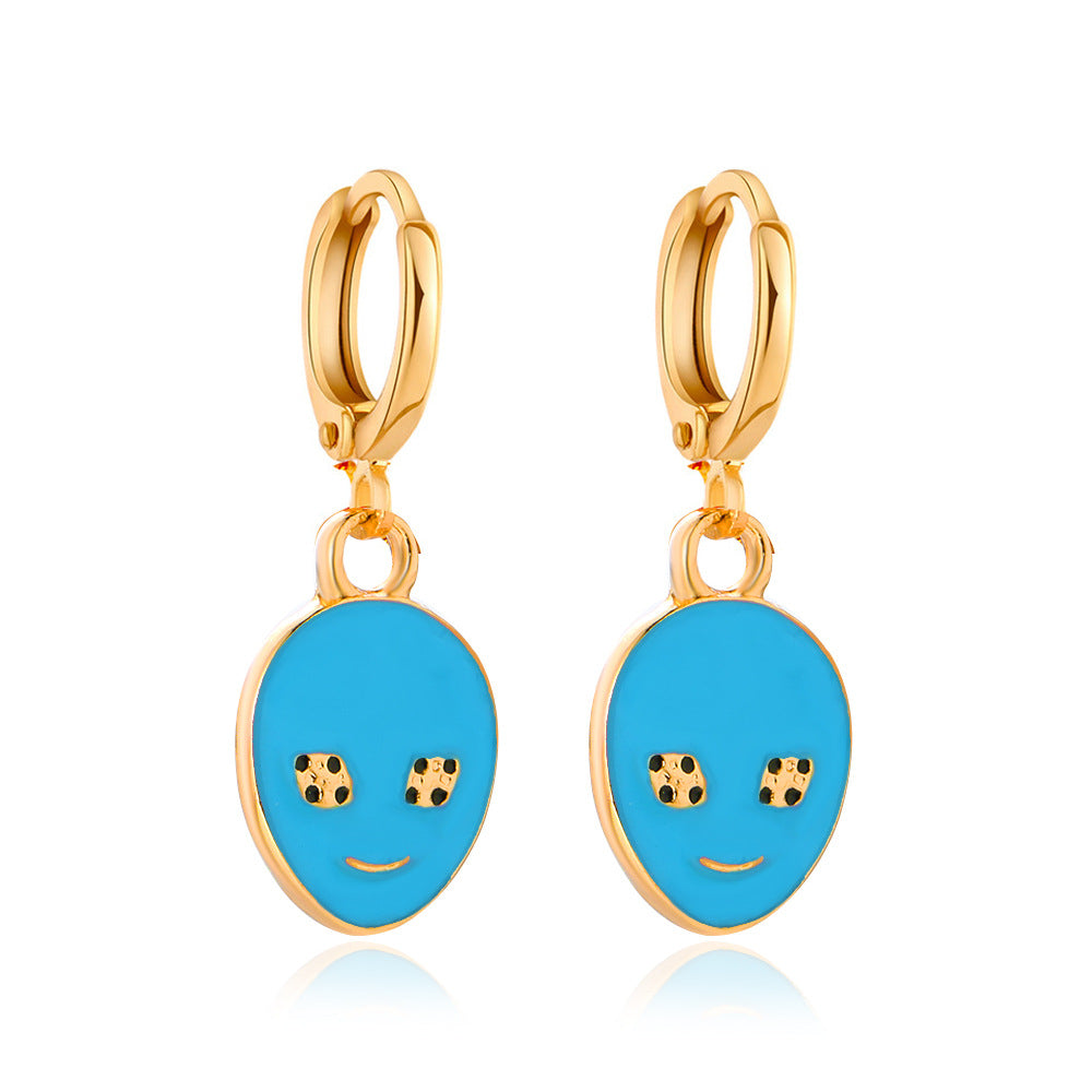 Ins cute drop earrings colorful alien flowers mushroom gossip earrings simple earrings