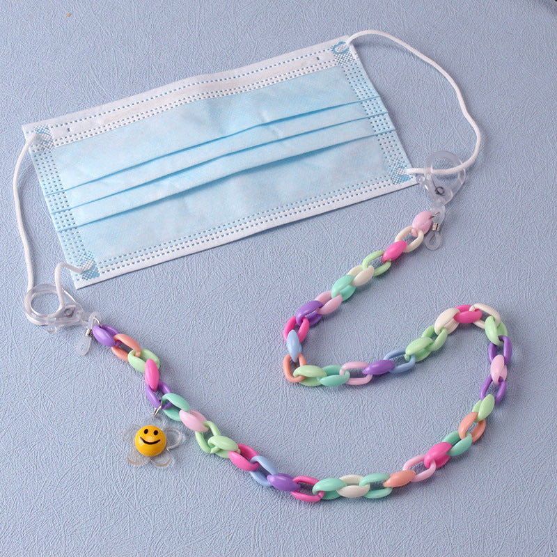 Candy Contrast Color Acrylic Mask Chain Anti-Le Flower Glasses Chain Anti-lost Rope Children Adult Universal