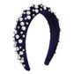 F492 Corduroy Retro Sponge High Skull Top Headband Female Imitation Pearl CCB Court Temperament Light Luxury Headband