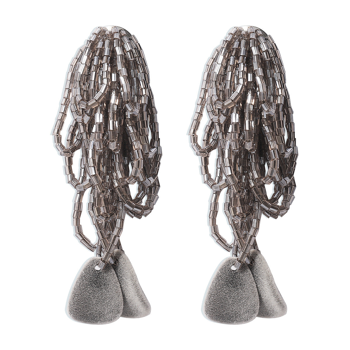 E1986 Medieval Beaded Tassel Geometric Earrings Temperament Retro Elegant Ethnic Solid Color Earrings