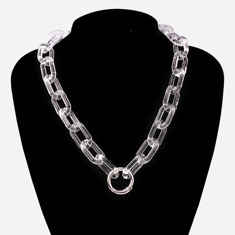Necklace Jewelry Punk Retro Acrylic Thick Chain Necklace Fashion Versatile Bead Clavicle Chain