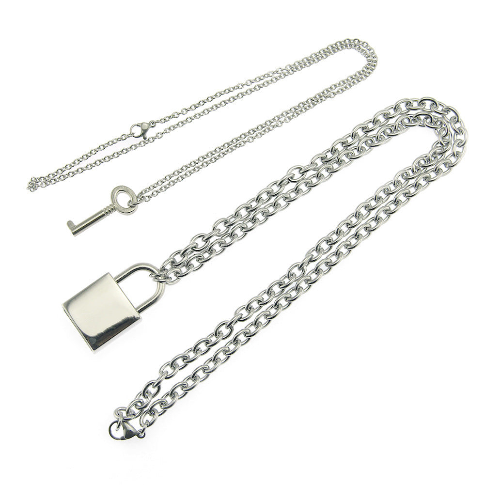 Accessories Necklace Personality Men and Women Geometric Key and Lock Matching Pendant Necklace Necklace
