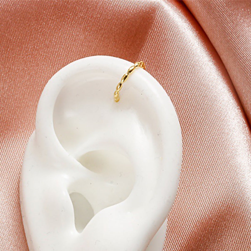 Earrings cold C-shaped ear bone clip personality metal thread circle ear clip no ear hole earring female