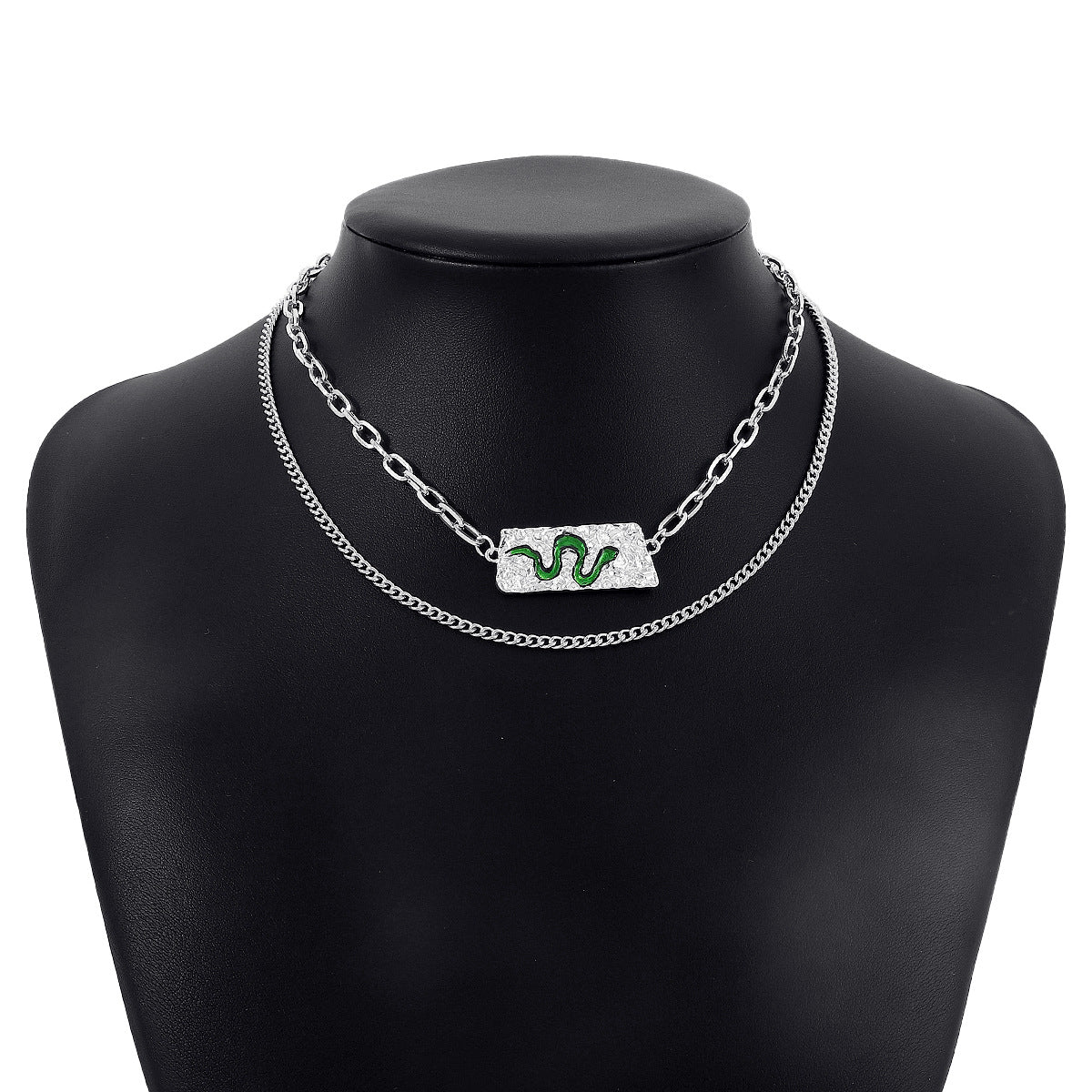N146 Jewelry Double Layered Wearing Personality Snake Element Necklace Exaggerated Hip Hop Punk Necklace