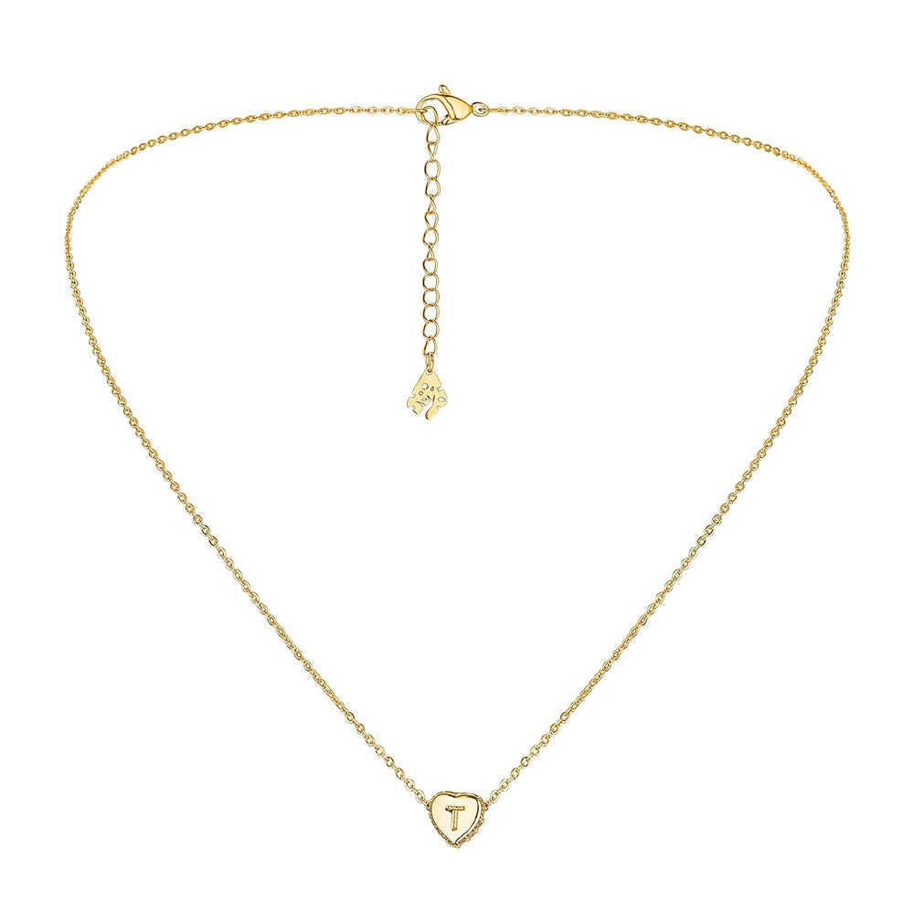 Fashion full of diamond love letter small necklace diamond personality simple temperament elegant trend clavicle chain