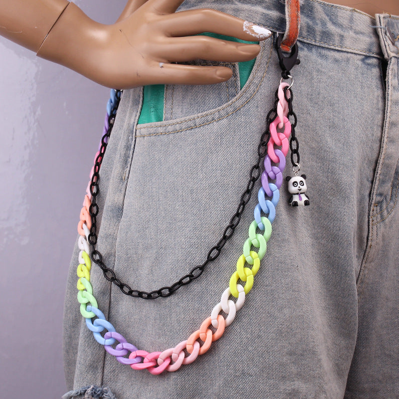 Candy Color Double Layer Resin Ultralight Pants Chain Cinnamon Dog Little Monster Soft Pottery Accessories Pendant