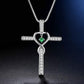 Fashion Cross Religious Belief Inlaid Zircon Pendant Necklace Heart Shape Necklace Jewelry