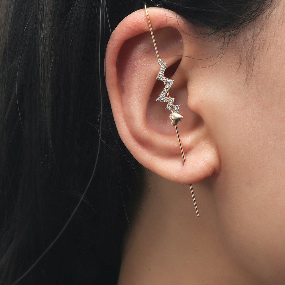 Piercing Ear Needles Temperament Inlaid Zircon Earrings Star Letters Surrounding Auricle Style Slash Earrings