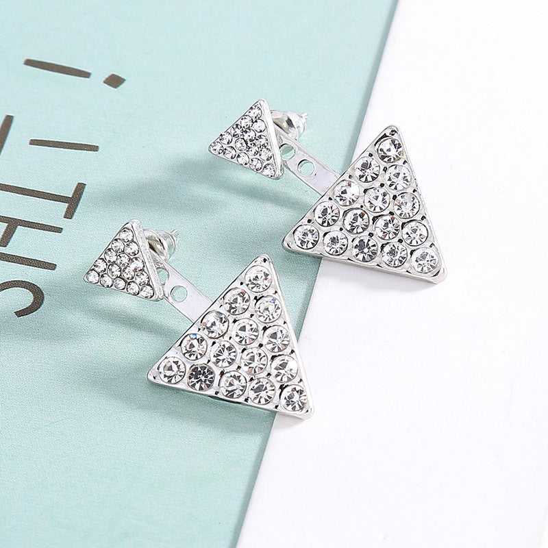 Geometric stud earrings love heart shell triangle full diamond earrings temperament creative earrings