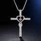 Fashion Cross Religious Belief Inlaid Zircon Pendant Necklace Heart Shape Necklace Jewelry