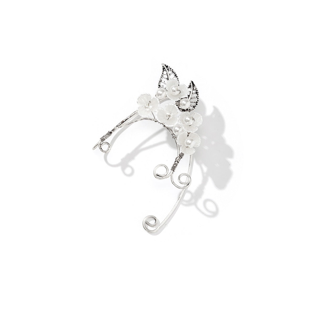 Retro temperament no ear piercing flower tassel ear bone clip female small crowd simple and irregular leaves branches and tendrils ear hanging
