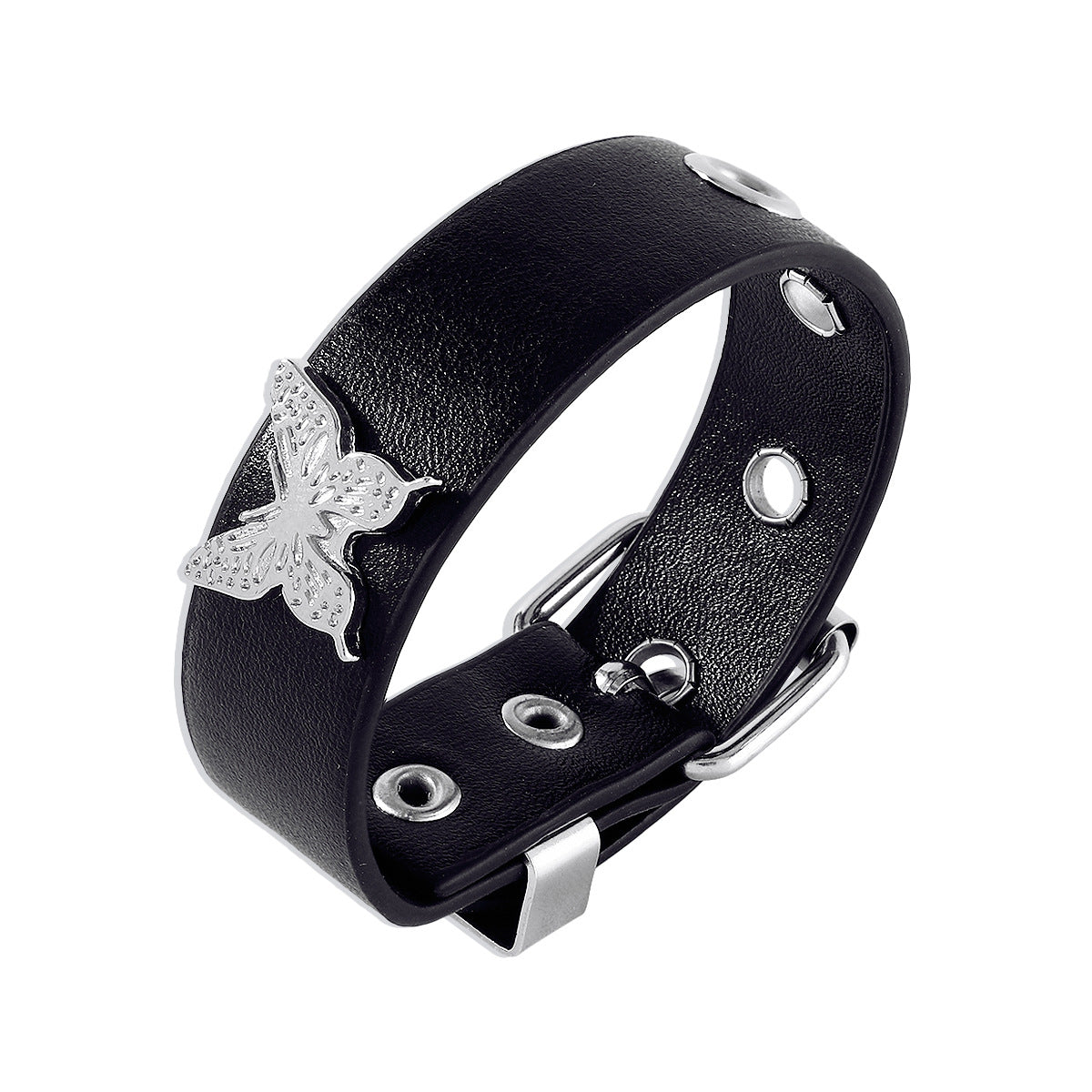 B1985 Jewelry Niche Punk Hip Hop Leather Bracelet Skull Butterfly Heart Rhinestone Bracelet