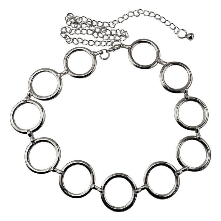 Jewelry exaggerated temperament chain circle eight-character mouth waist chain hollow multi-element waist chain female