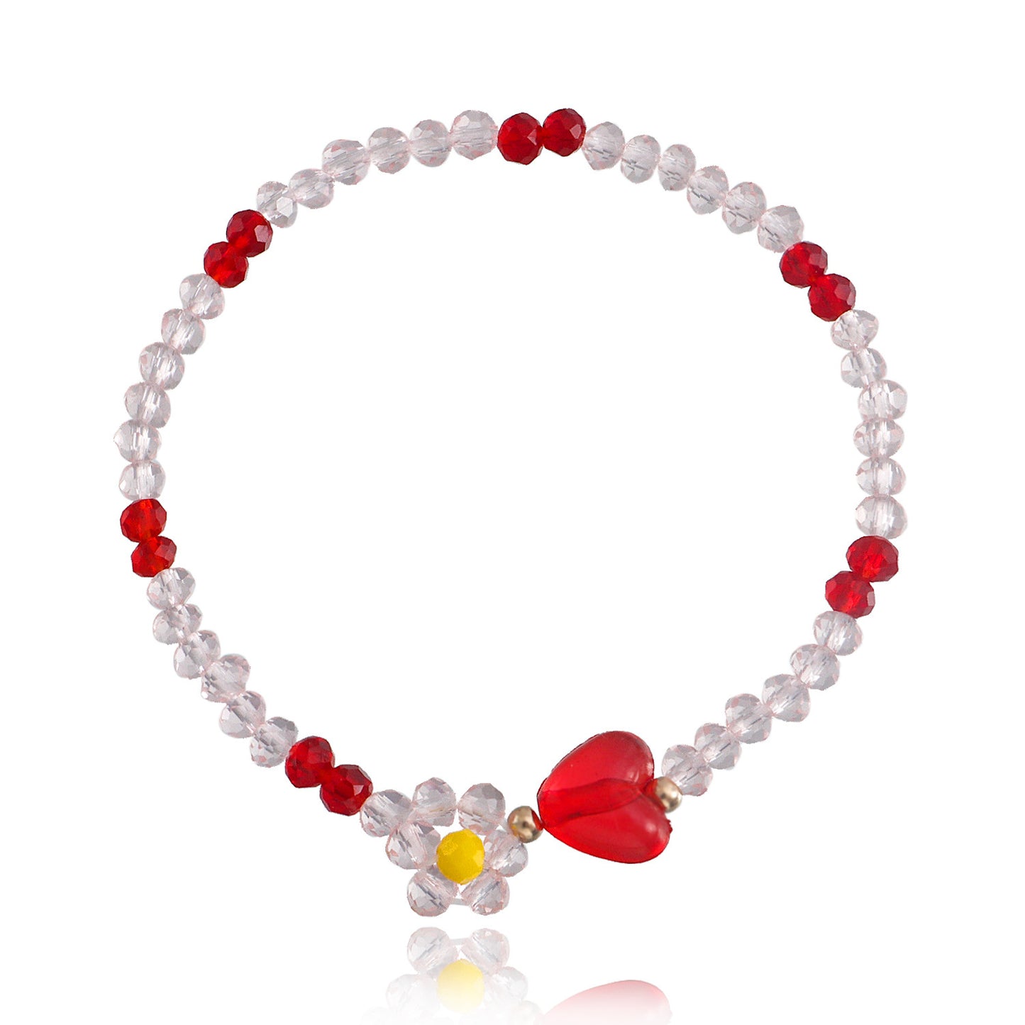 Jewelry Bohemian Color Crystal Heart Beaded Bracelet Women's Woven Crystal Flower Hand Decoration