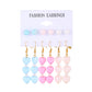 Ins color butterfly heart earring set fashion pearl flower mushroom earring six-piece set trendy
