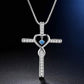 Fashion Cross Religious Belief Inlaid Zircon Pendant Necklace Heart Shape Necklace Jewelry