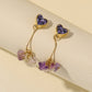 Geometric Pearl Color Gravel Earrings Heart Hollow Ear Studs Retro Temperament Fashion Trendy Earrings