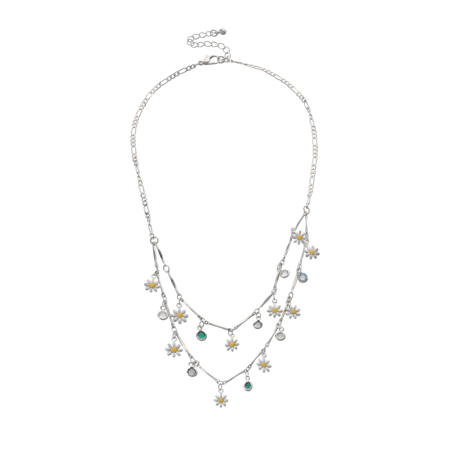 Jewelry Straight Tube Opening Smile Necklace Female Drop Glaze Painted Flower Rhinestone Necklace