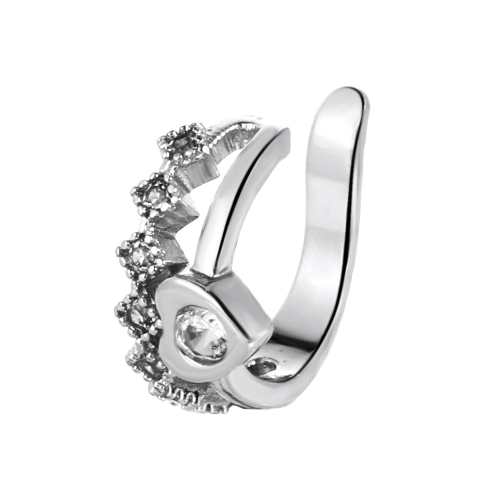 Simple zircon hole-free ear clip fashion retro geometric C-shaped ear bone clip niche design temperament earrings women