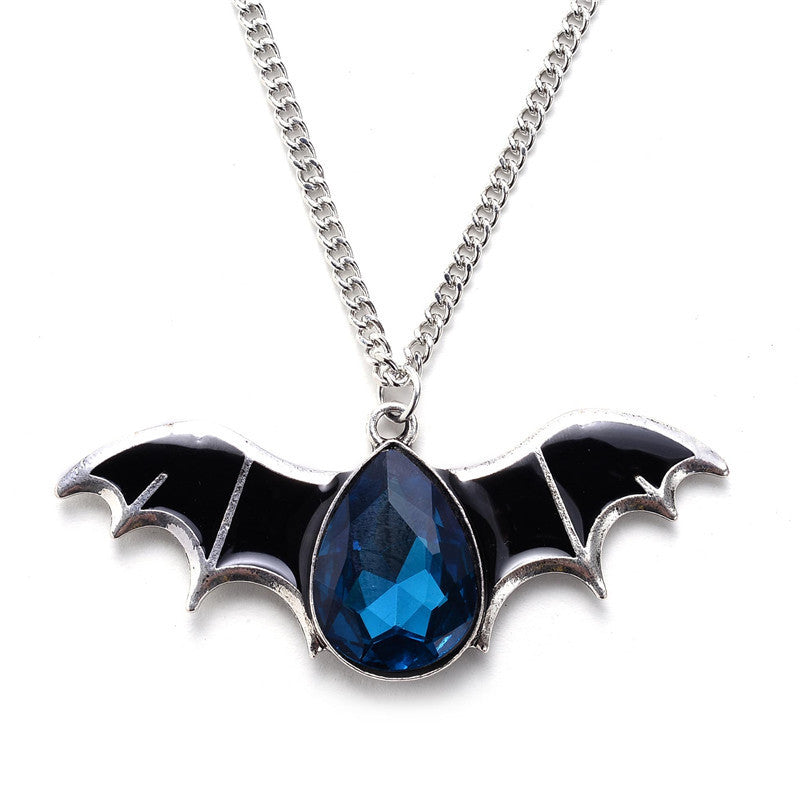 Explosive jewelry Halloween bat necklace female personality punk drip oil couple pendant male sweater chain jewelry
