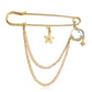 Jewelry Retro Diamond Star Crescent Tassel Small Fragrance Brooch Clothing Pendant Pin Accessories Female